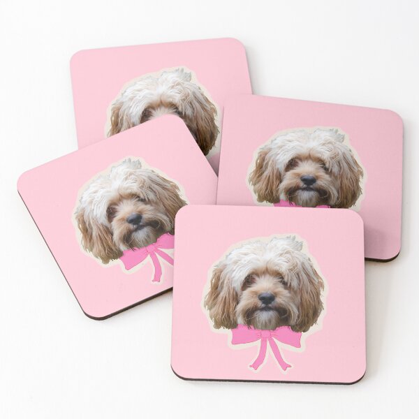 Item preview, Coquette cavapoo, cavoodle dog with a pink bow designed and sold by SaryandSaff.