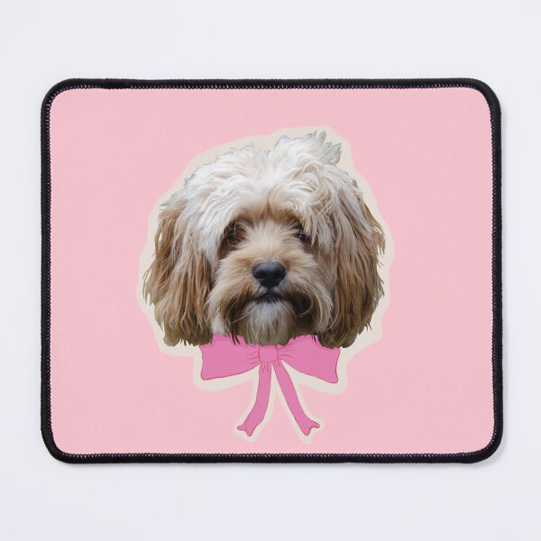 Item preview, Coquette cavapoo, cavoodle dog with a pink bow designed and sold by SaryandSaff.
