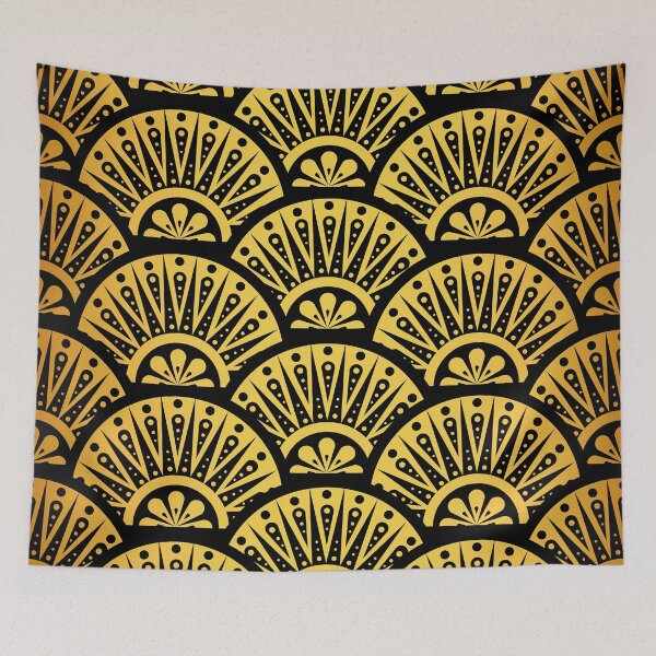 Item preview, Asian Art Deco Gold-Hues Gradient "Sunrise" Pattern designed and sold by DEC02.