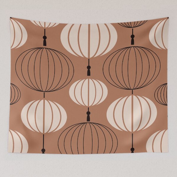 Item preview, Earth Tone Cream Art Deco Paper Lantern Pattern designed and sold by DEC02.