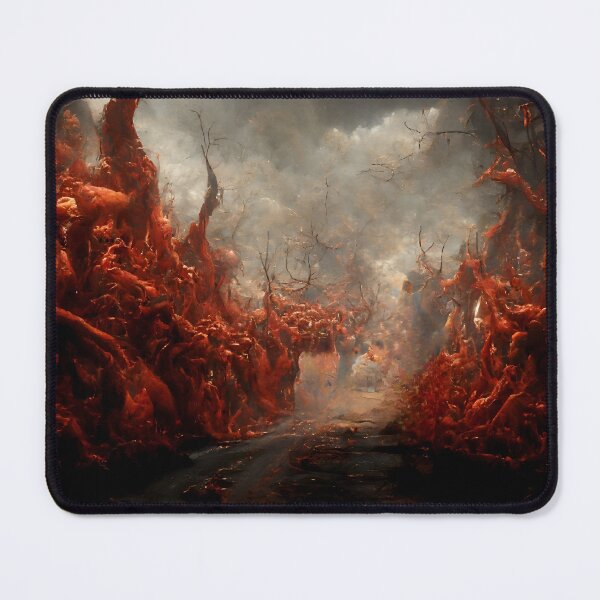 Item preview, Surreal Fiery Forest Path in Dystopian Landscape designed and sold by Amr Siam.