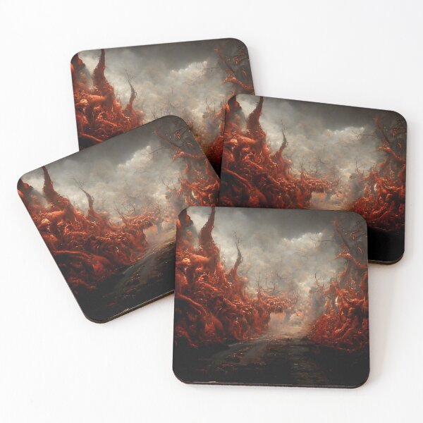 Item preview, Surreal Fiery Forest Path in Dystopian Landscape designed and sold by Amr Siam.