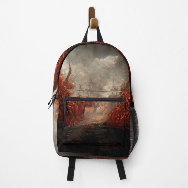 Item preview, Surreal Fiery Forest Path in Dystopian Landscape designed and sold by Amr Siam.