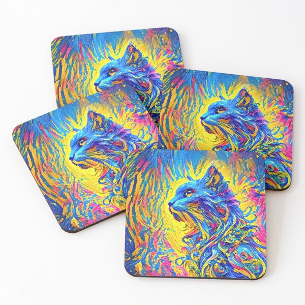Item preview, Celestial Cat in Neon Brushstroke Glory designed and sold by blackhalt.