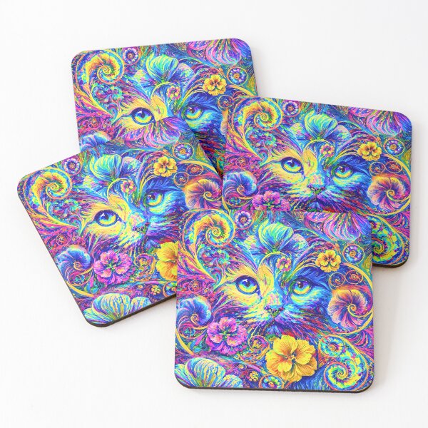 Item preview, Neon Whimsical Garden with Feline Mystique designed and sold by blackhalt.