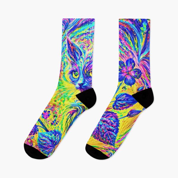 Item preview, Vivid Feline with Swirling Botanical Whimsy designed and sold by blackhalt.