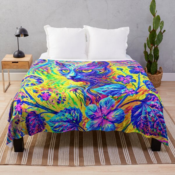 Item preview, Vivid Feline with Swirling Botanical Whimsy designed and sold by blackhalt.