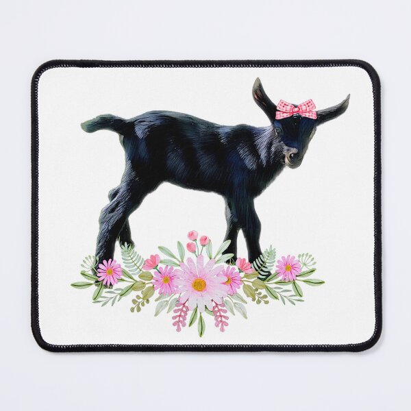 Item preview, Baby goat, adorable goat kid with bow and flowers designed and sold by CritterCapers.