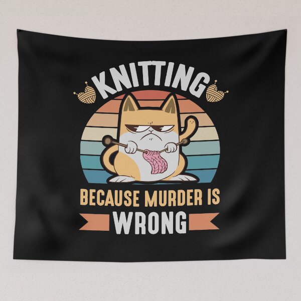 Item preview, knitting because murder is wrong designed and sold by plusminusco.