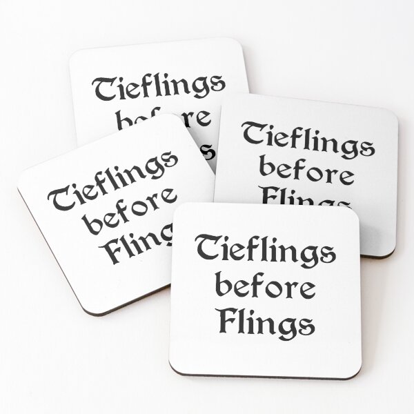 Item preview, Tieflings before Flings (black letters) designed and sold by Goth-It-Covered.