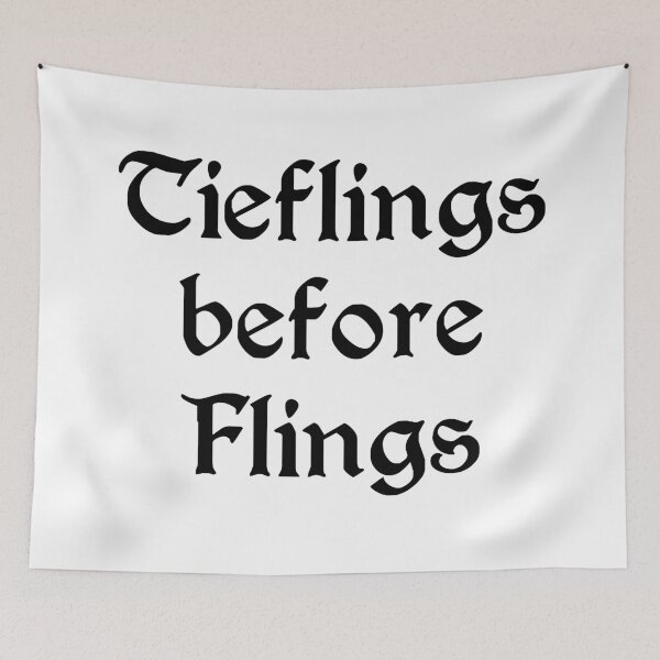 Item preview, Tieflings before Flings (black letters) designed and sold by Goth-It-Covered.