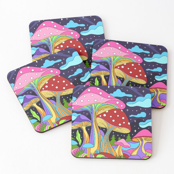 Item preview, Groovy Rainbow Magic Mushrooms Landscape designed and sold by newburyboutique.
