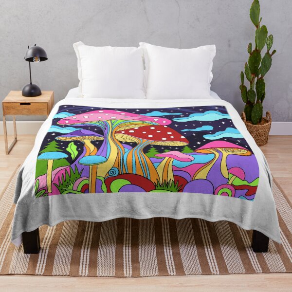 Item preview, Groovy Rainbow Magic Mushrooms Landscape designed and sold by newburyboutique.