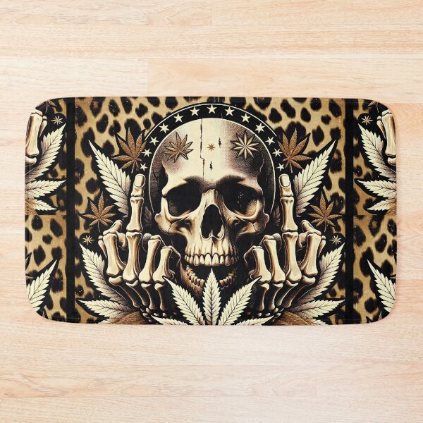 Item preview, Skull Head with Weed Leaves and Leopard Background designed and sold by GDCdesigns.