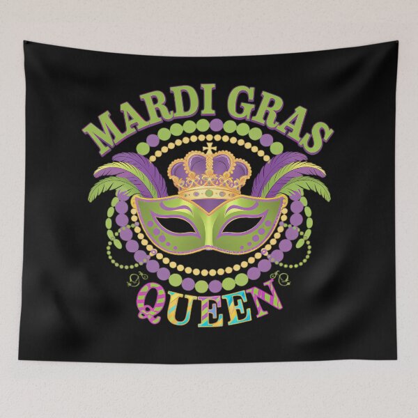 Item preview, Mardi Gras Queen – Festive Carnival Mask and Beads Design designed and sold by GreenZenStudio.