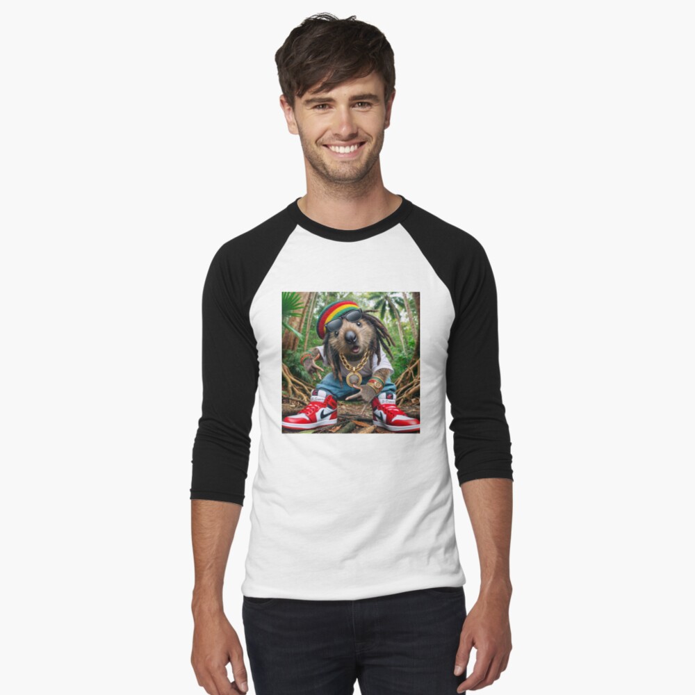 Vista previa del artículo con la obra «Camiseta ¾ estilo béisbol», diseñado y vendido por J7Simpson.