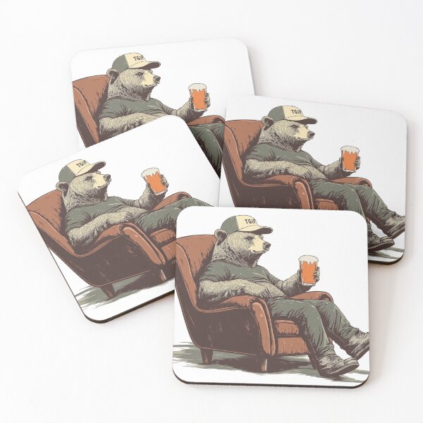 Item preview, TGIF Grizzly Bear Drinking a Beer designed and sold by SpendieSellers.