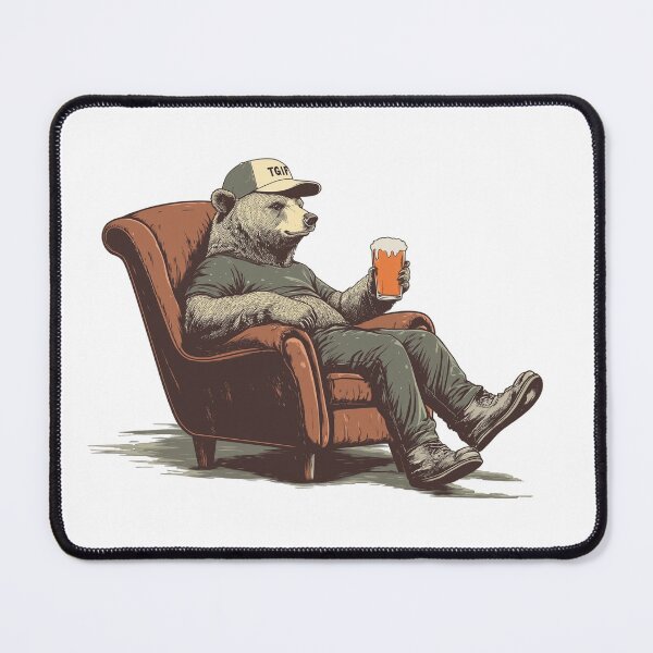 Item preview, TGIF Grizzly Bear Drinking a Beer designed and sold by SpendieSellers.