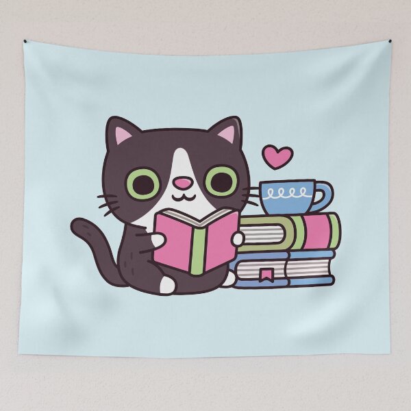 Item preview, Cute Tuxedo Cat Loves Reading Books designed and sold by rustydoodle.