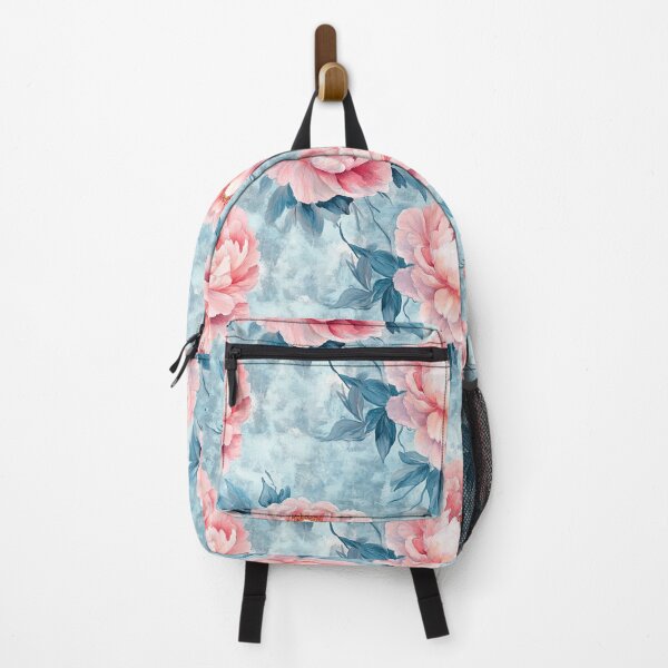 Item preview, Pink and Blue Peony Flower Pattern designed and sold by WatercolorLane.
