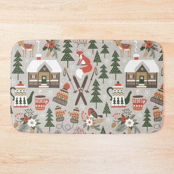 Item preview, Snowy Christmas Ski Village, Winter Hot Chocolate, Holiday Season designed and sold by newburyboutique.
