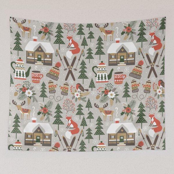 Item preview, Snowy Christmas Ski Village, Winter Hot Chocolate, Holiday Season designed and sold by newburyboutique.