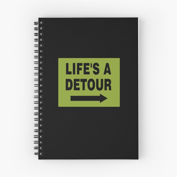 Item preview, LIFE'S A DETOUR; Signage with Black Bold Lettering and Arrow on Khaki Background designed and sold by AASparksDesigns.