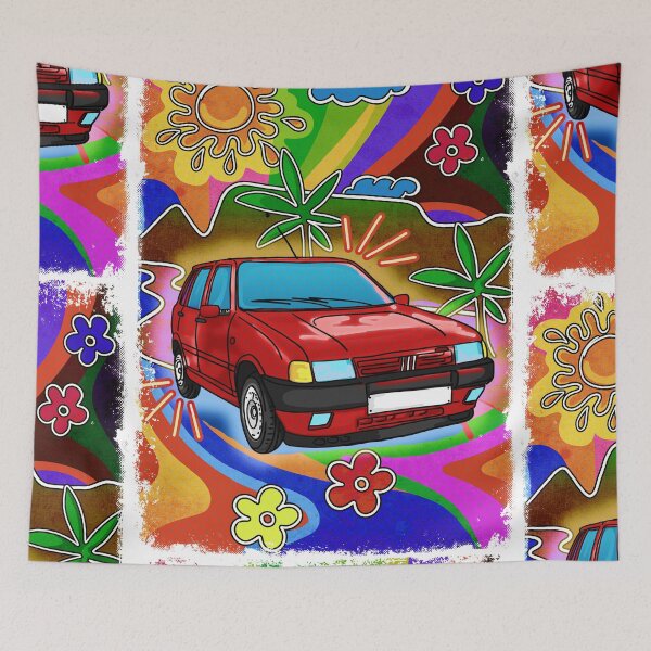 Item preview, Italian Car 80s: Retro Compact Car with Vibrant Abstract Backdrop designed and sold by Arte Cartoon From TagTeam Group.