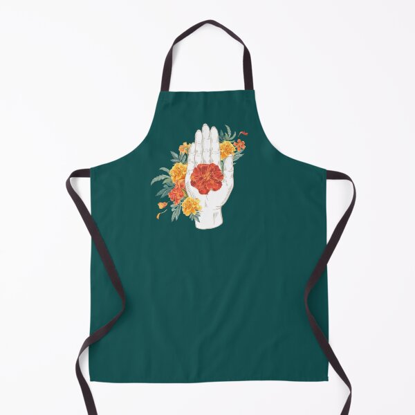 Item preview, Buddha's hand with marigolds. Open hand with red and yellow flowers. designed and sold by XDenisova.