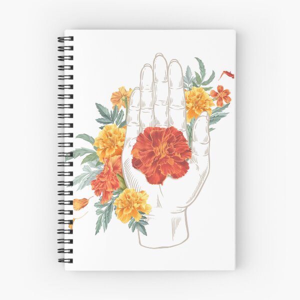 Item preview, Buddha's hand with marigolds. Open hand with red and yellow flowers. designed and sold by XDenisova.