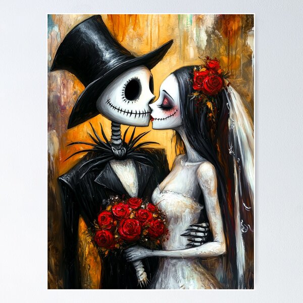 Artikelvorschau, Gothic Wedding Skeleton Couple - Romantic Halloween Embrace entworfen und verkauft von Michelle Skolyak.