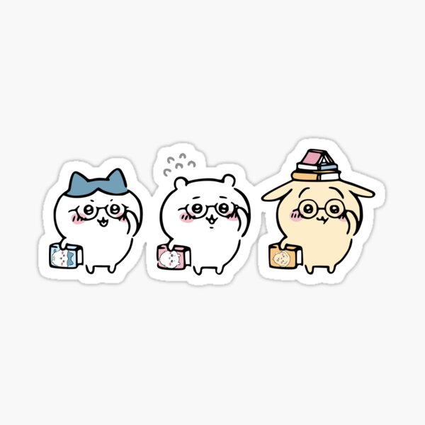 Item preview, Nerdy Chiikawa and Friends - Book Club, Wearing Glasses | Hachiware Usagi | Cute Kawaii Bear Cat Rabbit  designed and sold by OllieMolley.