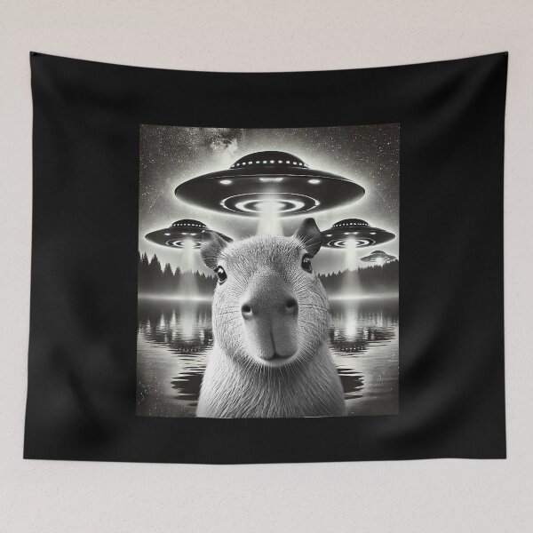 Item preview, Funny Graphic Capybara Selfie with UFOs Weird  designed and sold by SHOPATOR.