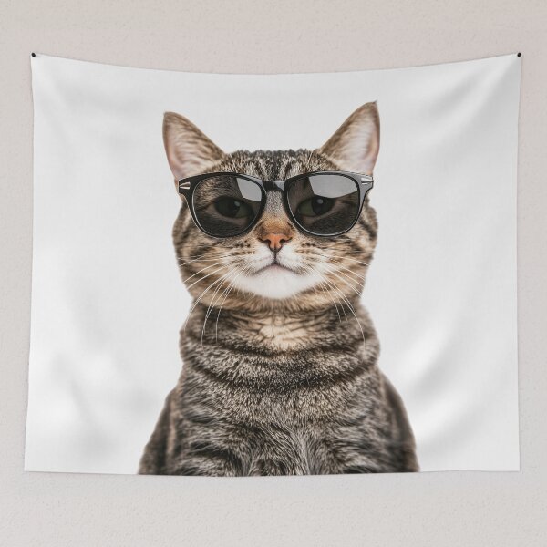 Item preview, Funny cool American Bobtail Cat wearing sunglasses designed and sold by LazyOwlStore.