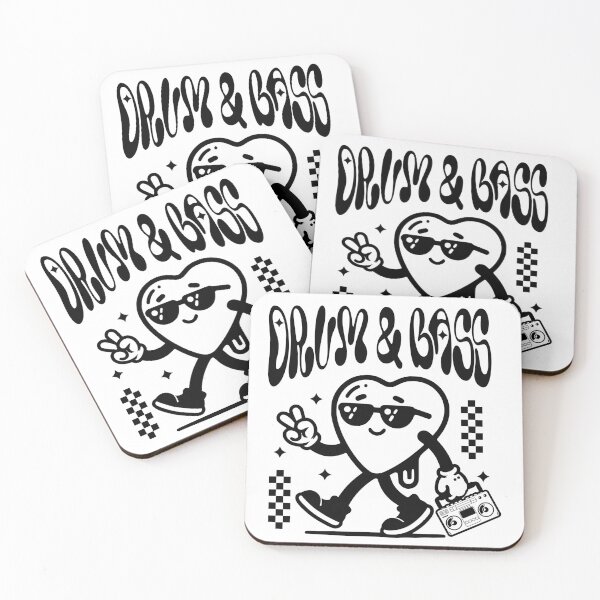Item preview, DRUM AND BASS  - Boombox Heart Mascot (Black)  designed and sold by Discothreadz.