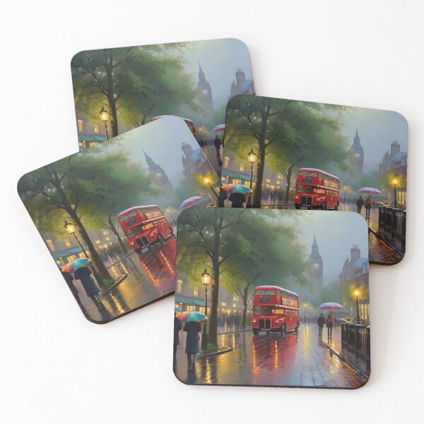 Item preview, Umbrellas Along the Rainy Streets of London designed and sold by BlareBlare.