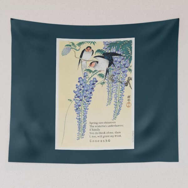 Item preview, Gosenshū  100:  Spring sun shines on The wisteria’s underleaves; If kindly You do think of me, then I, too, will grant my trust. designed and sold by artbleed.