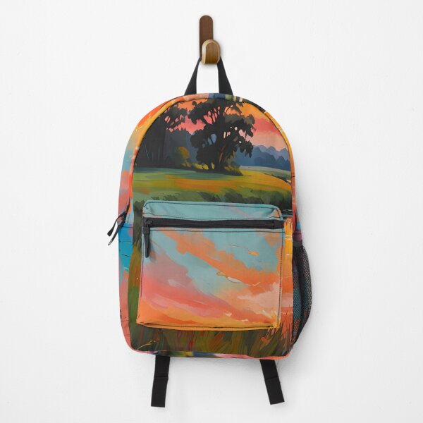 Item preview, Sunset by the River, Vivid Scene of Calmness, Oil Painting Style Vibrant Sunset, River Sunset Countryside Landscape designed and sold by Kintsugi99.
