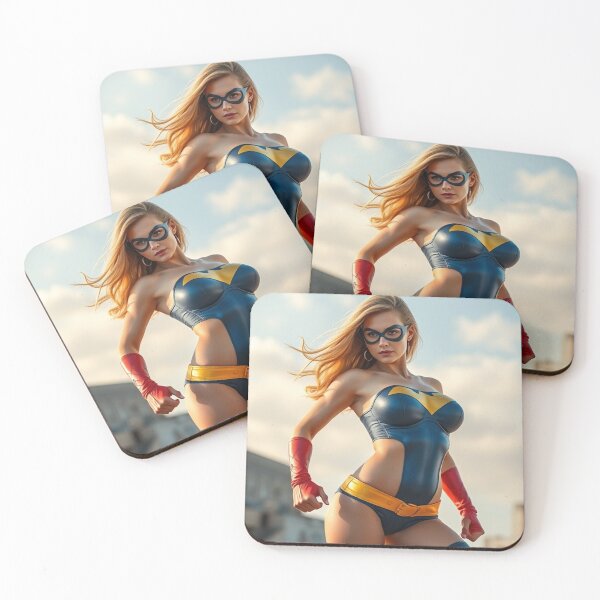 Item preview, Fierce Superheroine in Blue and Yellow designed and sold by DigitalTease.