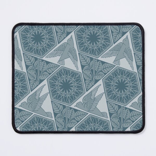 Item preview, Birds and flowers - arts and crafts style - arona blue designed and sold by colorofmagic.
