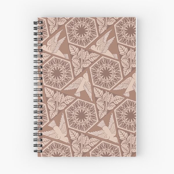 Item preview, Birds and Flowers - arts and crafts style - mocha mousse and cream tan designed and sold by colorofmagic.
