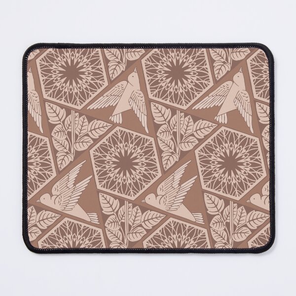 Item preview, Birds and Flowers - arts and crafts style - mocha mousse and cream tan designed and sold by colorofmagic.
