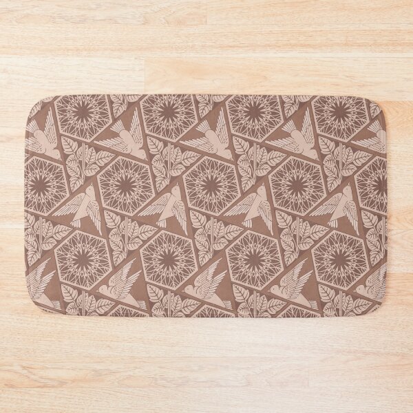 Item preview, Birds and Flowers - arts and crafts style - mocha mousse and cream tan designed and sold by colorofmagic.