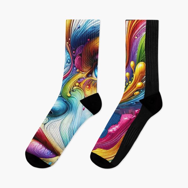 Item preview, Vibrant Abstract cute girl Face Art with Swirling Colors designed and sold by DrawHandArt.