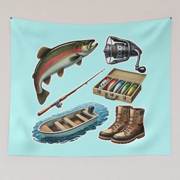 Item preview, Fishing sticker set designed and sold by YuliaHulia.