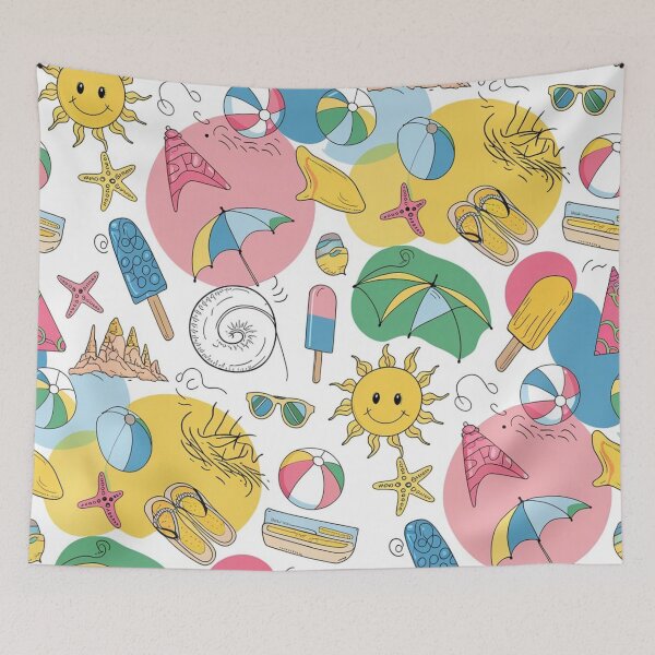 Item preview, Beach Day Doodle Pattern designed and sold by Furbulous Faces.