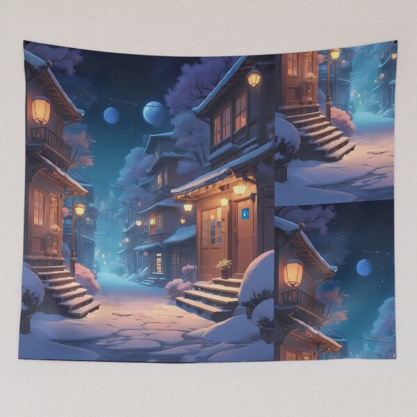 Item preview, Serenity Night Sky Urban Landscapes Winter Art Wonderland designed and sold by ART ATTACK ZONE.