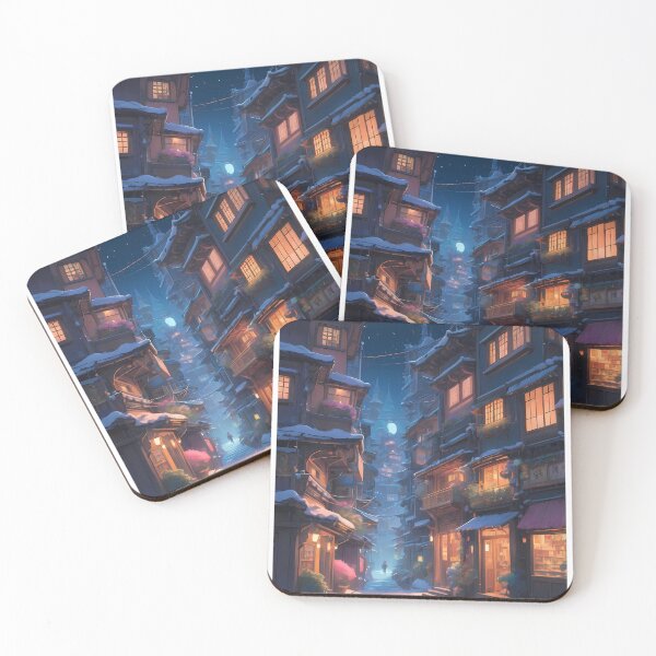 Item preview, Red Night Sky Urban Landscapes Winter Art Wonderland designed and sold by ART ATTACK ZONE.