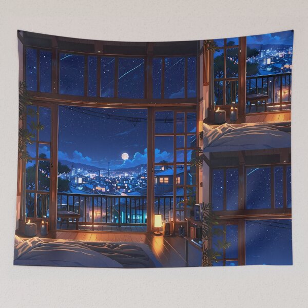 Item preview, Manga Anime NightSky Urban Landscapes Winter Art Wonderland designed and sold by ART ATTACK ZONE.