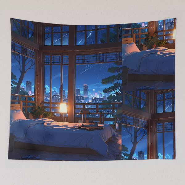 Item preview, Bedroom Night Sky Urban Landscapes Winter Art Wonderland designed and sold by ART ATTACK ZONE.